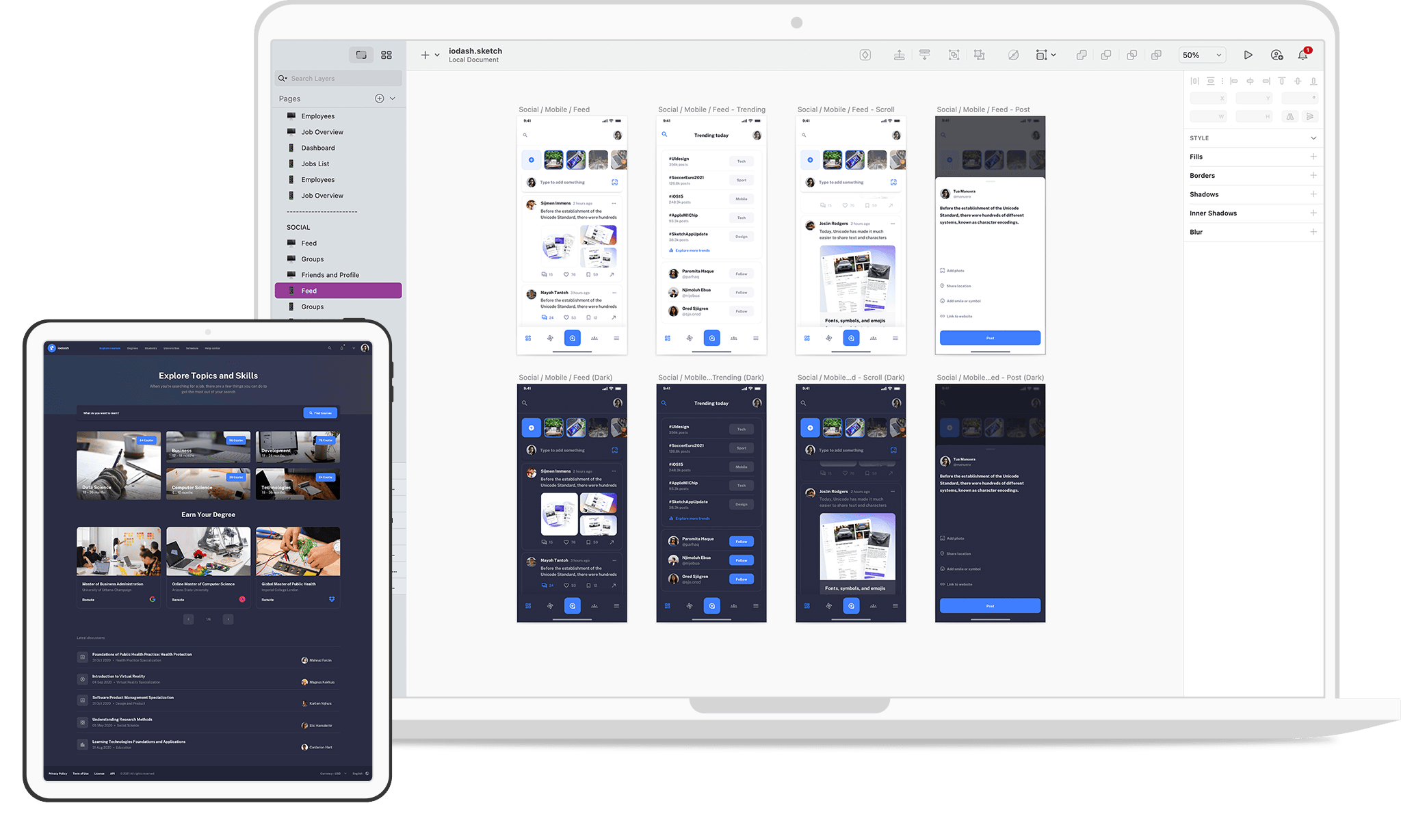 Sketch 中的 Design Mirror 插件面板